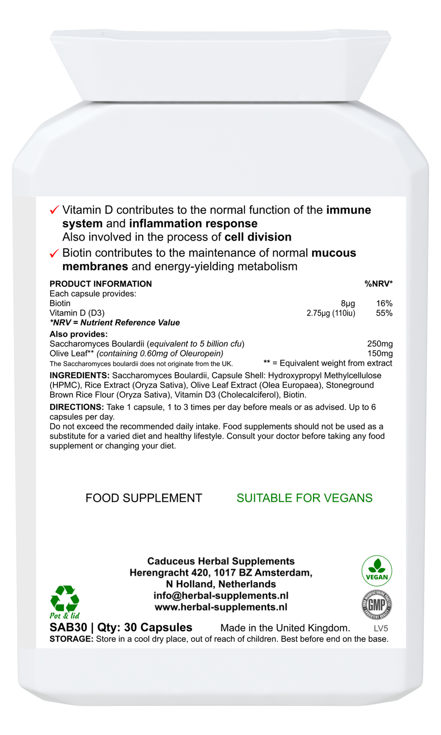 Saccharomyces boulardii 30 capsules