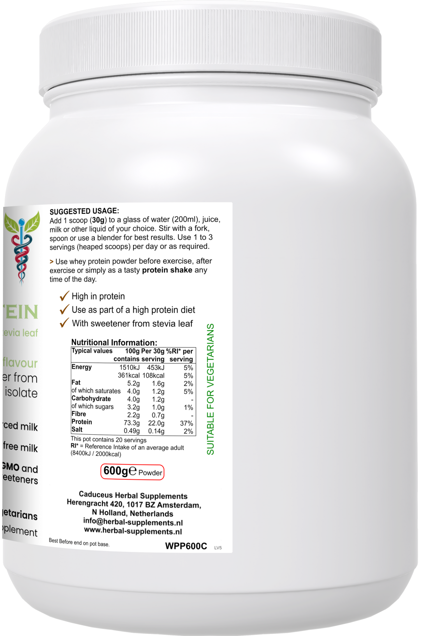 WheyProtein van weiconcentraat en isolaat (chocoladesmaak)