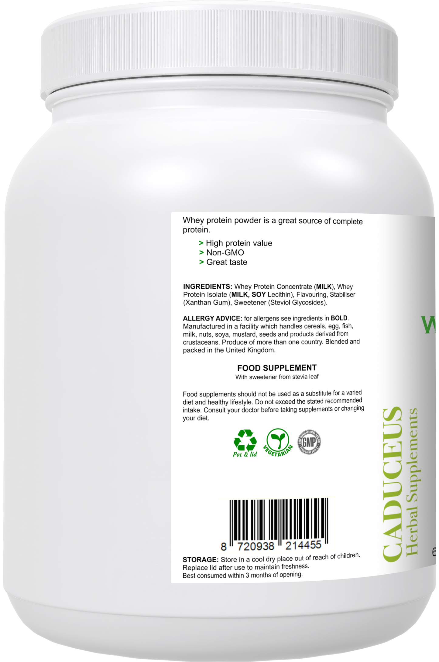 WheyProtein van weiconcentraat en isolaat (vanillesmaak)