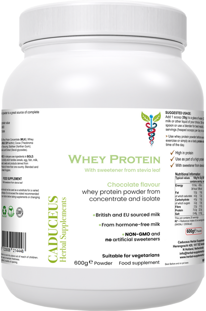 WheyProtein van weiconcentraat en isolaat (chocoladesmaak)